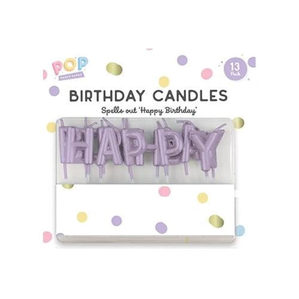 image 1 of Pastel Lilac Happy Birthday Pick Candles Multi