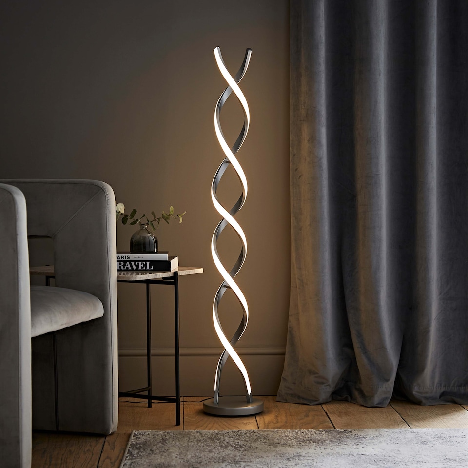 image 1 of ValueLights Infinity Double Twist Silver Integrated LED Floor Lamp | Silver
