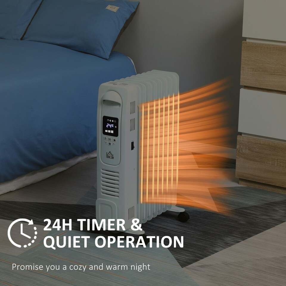 image 1 of HOMCOM Oil Filled Radiator Electric Heater 3 Heat Settings Remote