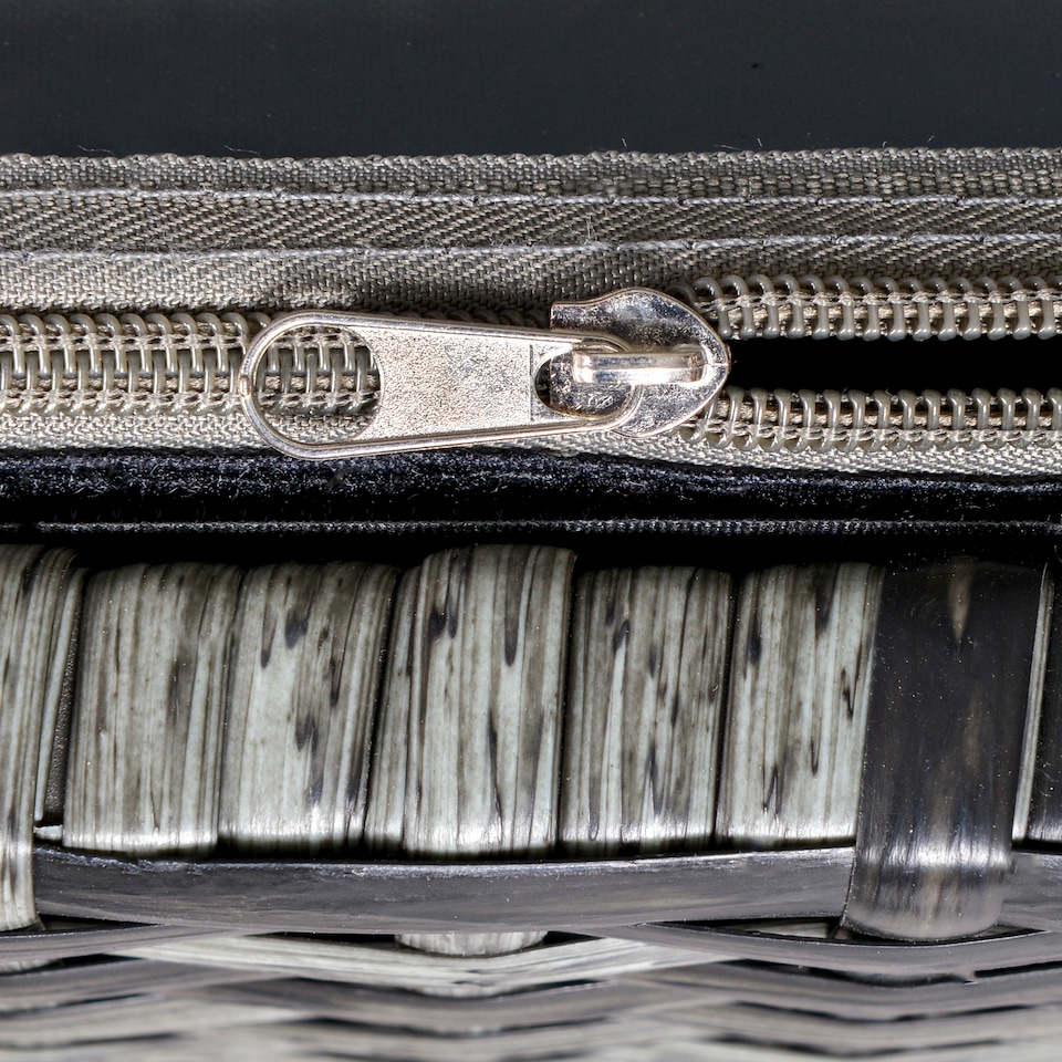 image 1 of Outsunny PE Rattan Outdoor Storage Bench, Aluminium Garden Bench with Storage Underneath with Zipped Inner Lining, Rods for Deck, Mixed Grey