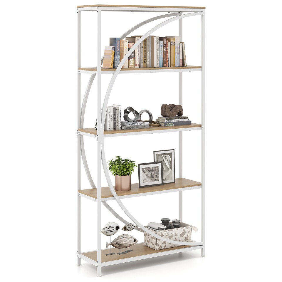 image 1 of COSTWAY 5 Tier Bookshelf Industrial Etagere Bookcase Storage Shelves Natrual