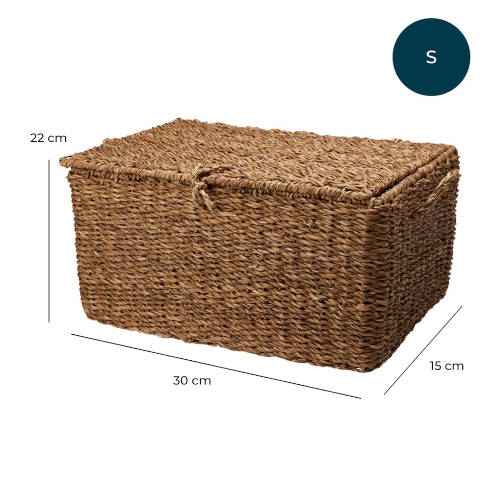 image 1 of JSH Rectangular Storage Baskets Set of 3 in Natural Woven Seagrass Wicker Home Organiser Box for Kids Toys Blankets Towels Playroom Nursery Bedroom