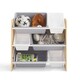 image 4 of Hooga Wooden Toy Storage Unit with 6x Removable Toy Boxes - Children's Toy Organiser, 3 Shelves | Brown | Natural Wood | One Size | 1