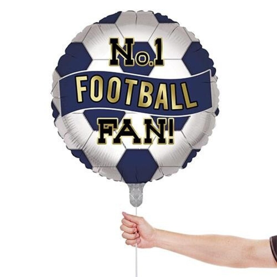 image 1 of Navy Blue & White No. 1 Football Fan Round Foil Helium Balloon 46cm / 18 in | Blue