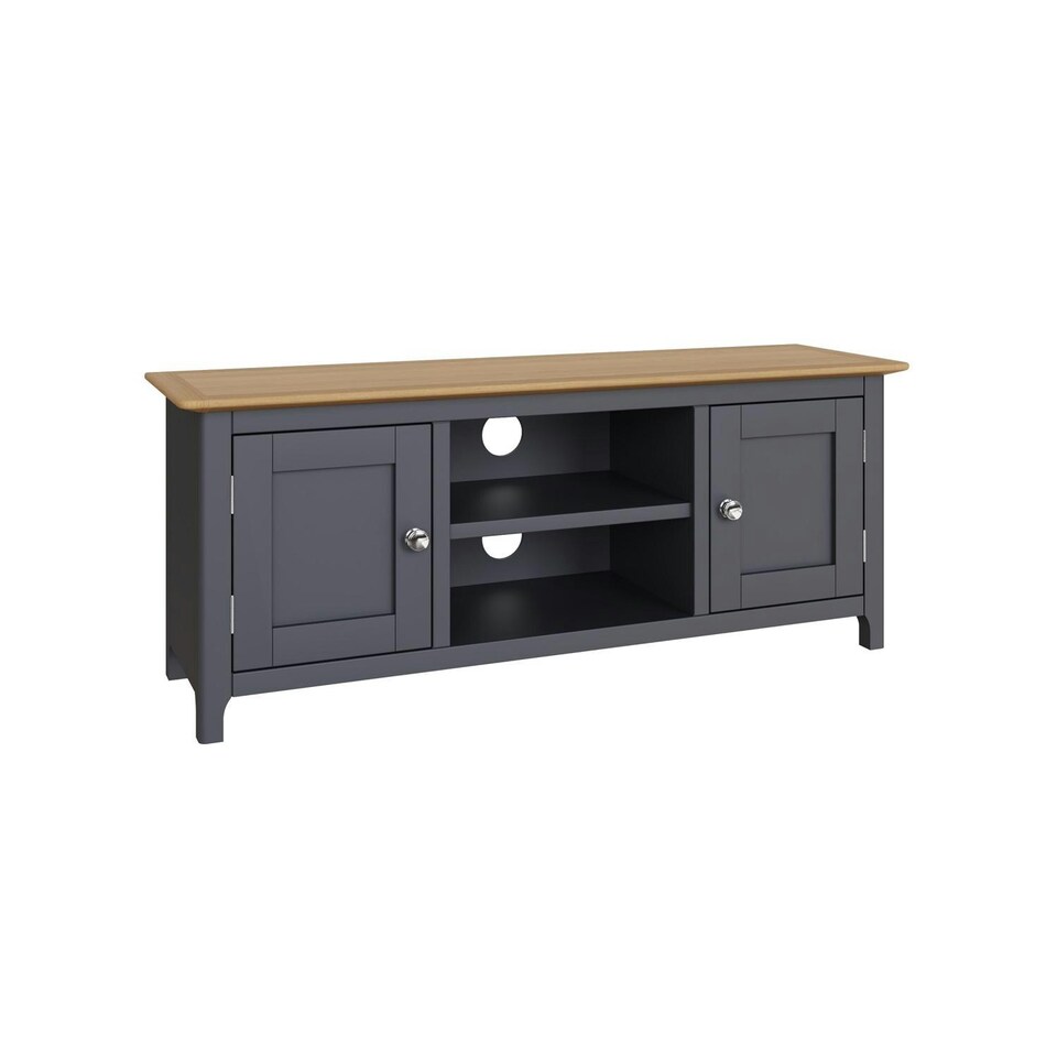 image 1 of Taberno Oak 2 Door TV Unit Graphite Blue Blue