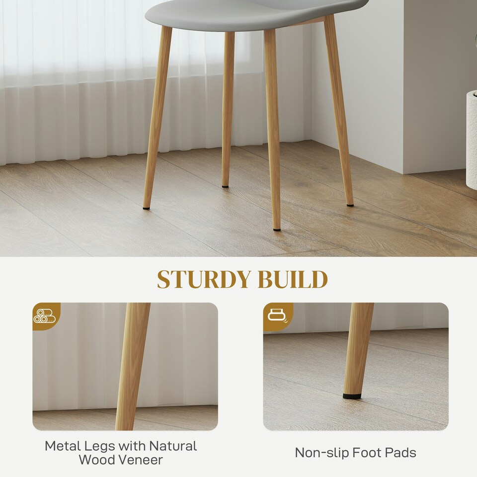 image 1 of HOMCOM Dining Chairs Set of 4 w/ Curved Back, Steel Legs | Multi