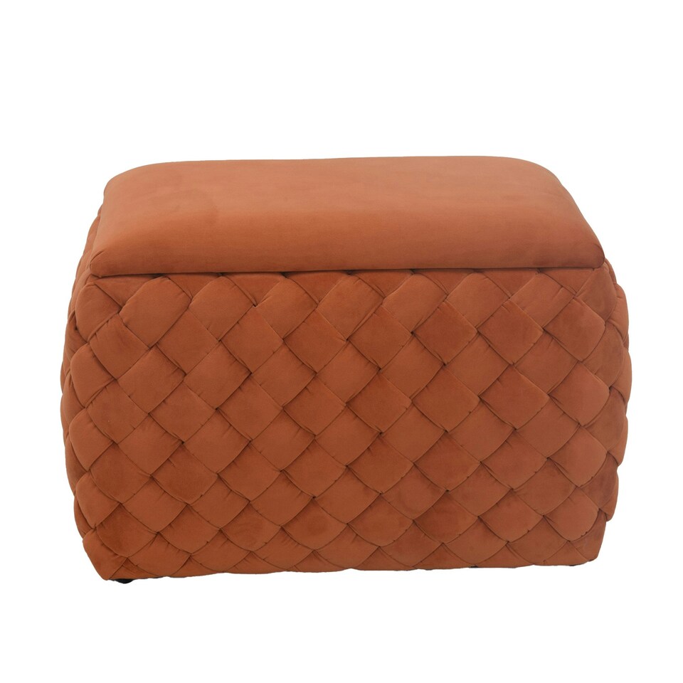 image 1 of Plumeo Velvet Storage Ottoman - Orange