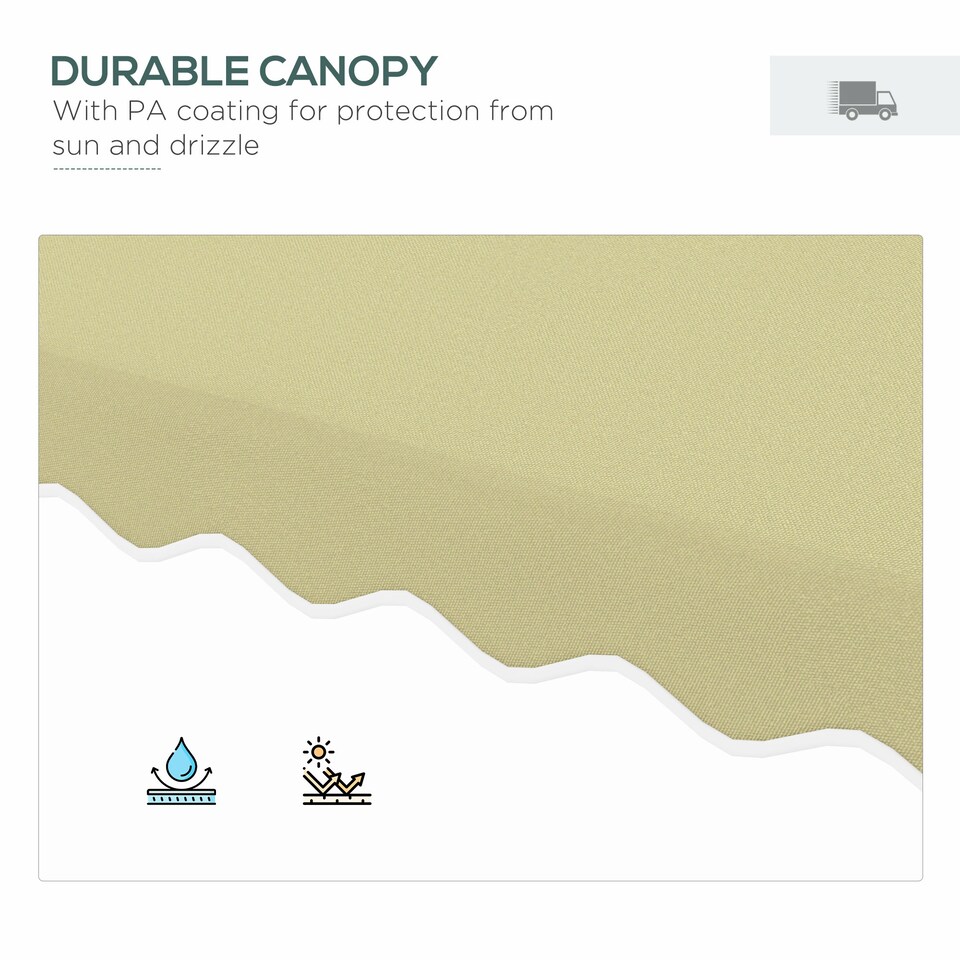 image 1 of Outsunny 2.5m Cantilever Parasol with Easy Lever, Square Double Top Garden Parasol Umbrella with Ruffles and Cross Base, Overhanging Outdoor Sun Shades, Beige