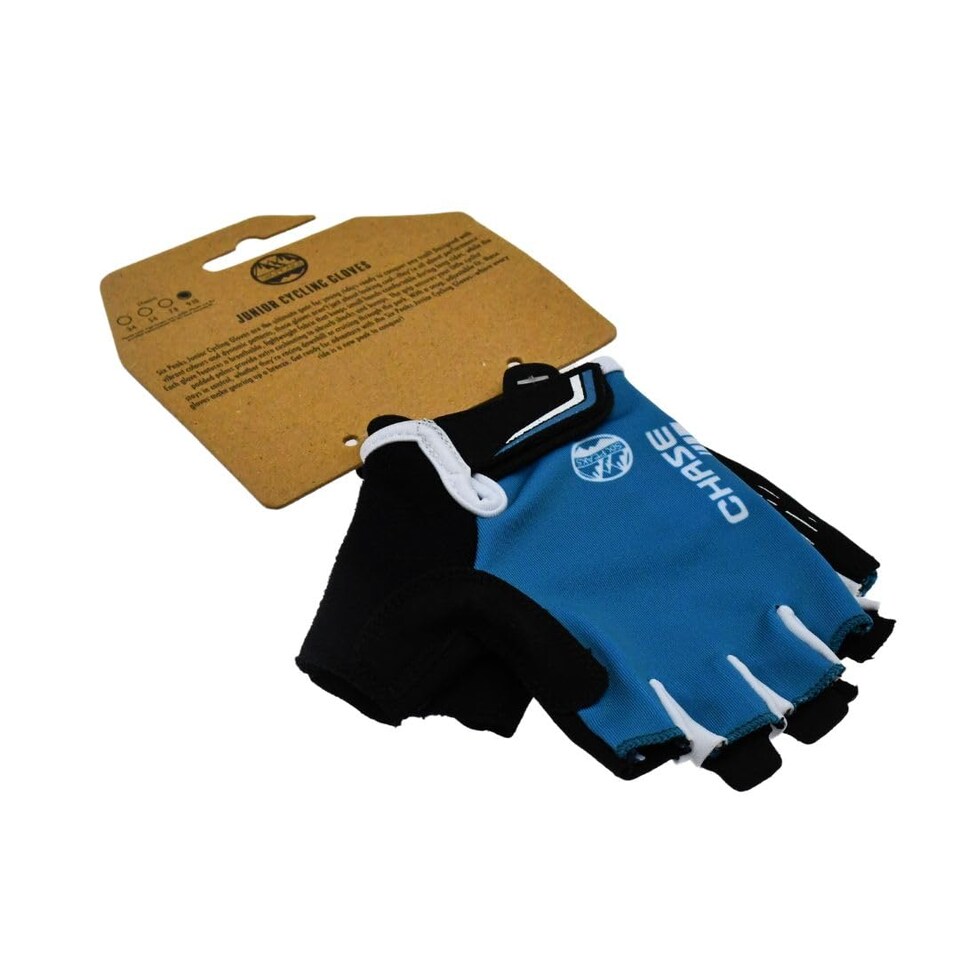 image 1 of Six Peaks Kids Cycling Gloves, Half Finger, Lightweight, Breathable, Padded Anti Slip Biking Glove, Blue, 3-4 Years