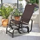 image 2 of Outsunny Outdoor Gliding Rocking Chair w/ Metal Frame for Patio, Garden, Brown