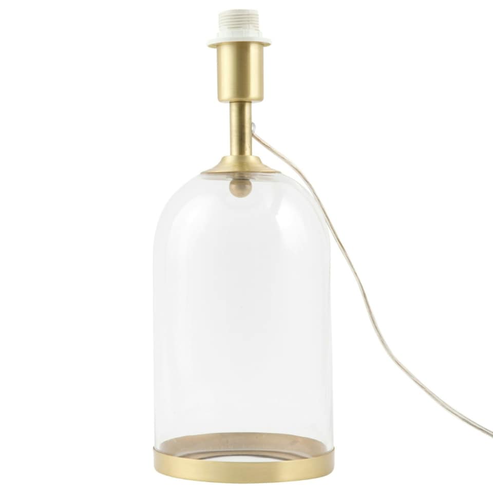 image 1 of First Choice Lighting Satin Brass and Glass Cloche Design Table Lamp Base Clear | Bronze