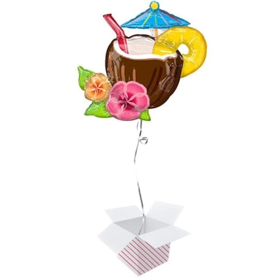 Coconut Pina Colada Helium Foil Giant Balloon - Inflated Balloon in a Box