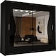 image 1 of Modern Sliding Mirrored Wardrobe 120/150/180/203cm White/Black/Grey/Oak Black | 203cm