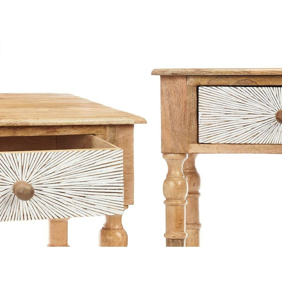 image 1 of Hall Table with 2 Drawers Gift Decor 35 White Brown 98 x 77 x 42 cm Stripes N/A