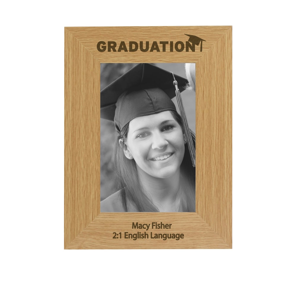 image 1 of Personalised Graduation 6x4 Oak Finish Photo Frame Brown | One Size