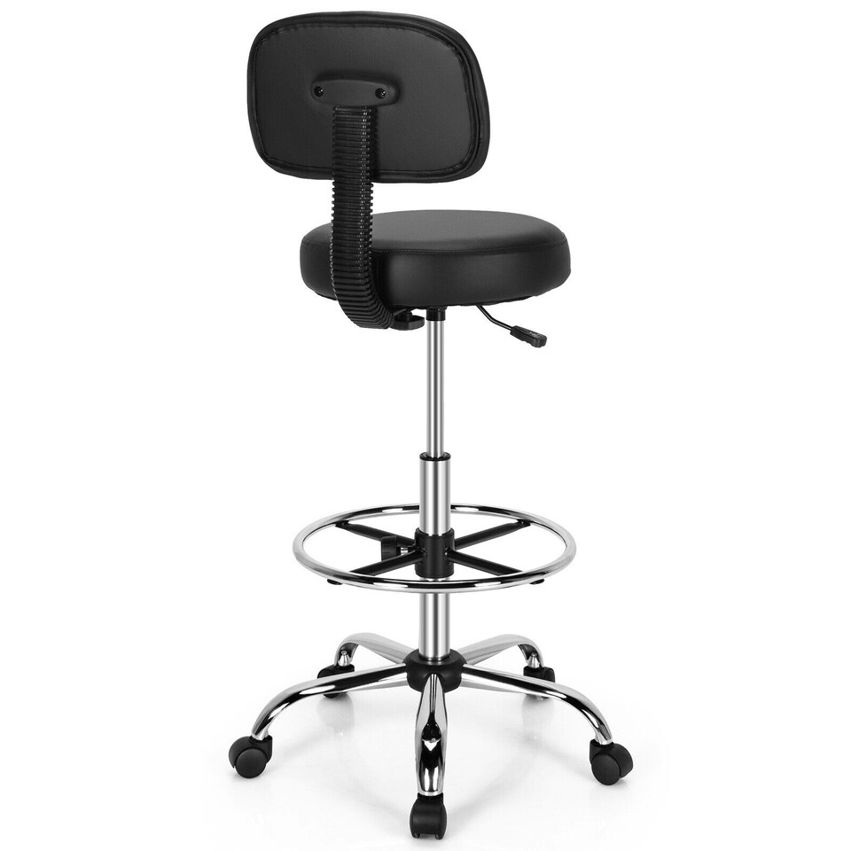 image 1 of COSTWAY Ergonomic Drafting Office Chair w/ Backrest Black