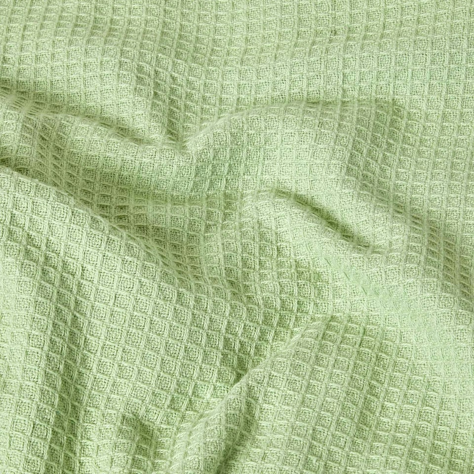 image 1 of Homescapes Organic Cotton Waffle Blanket/ Throw Sage Green - 280 x 230 cm | Green