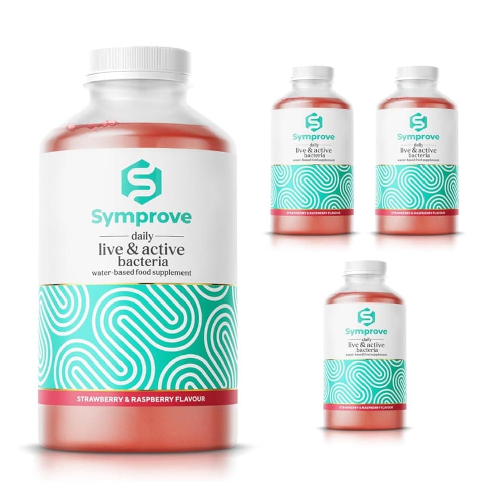 image 1 of Symprove Live & Active Water-Based Food Supplement 4 x 500ml - 4 Week Supply Strawberry & Raspberry | Multi | Strawberry & Raspberry