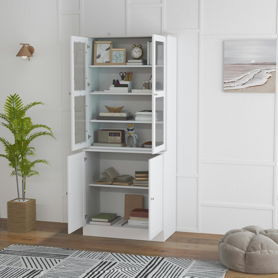 image 1 of HOMCOM Modern Bookcase, Display Storage Cabinet with Adjustable Shelves Grey