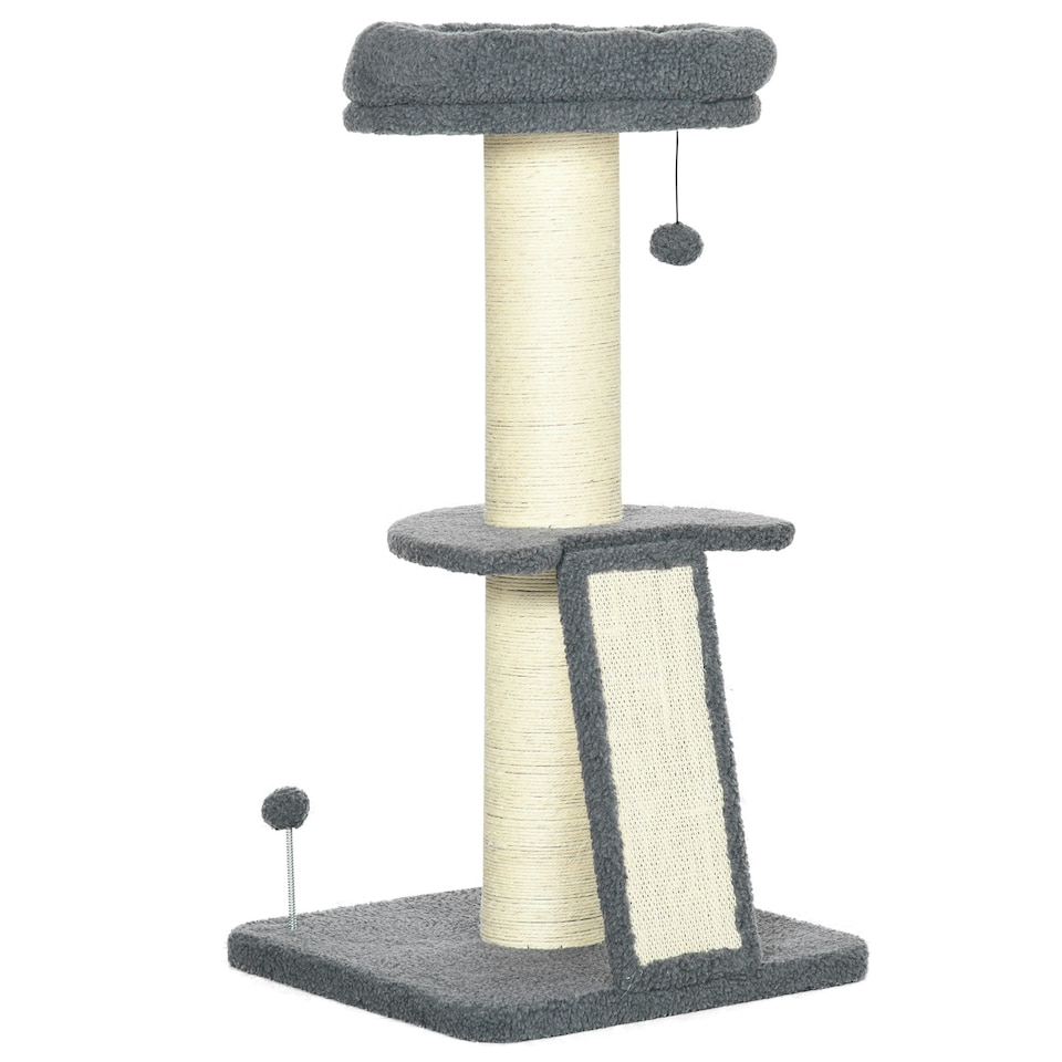 image 1 of PawHut Cat Tree with Tower Sisal Scratching Post Multi Level Dark Grey