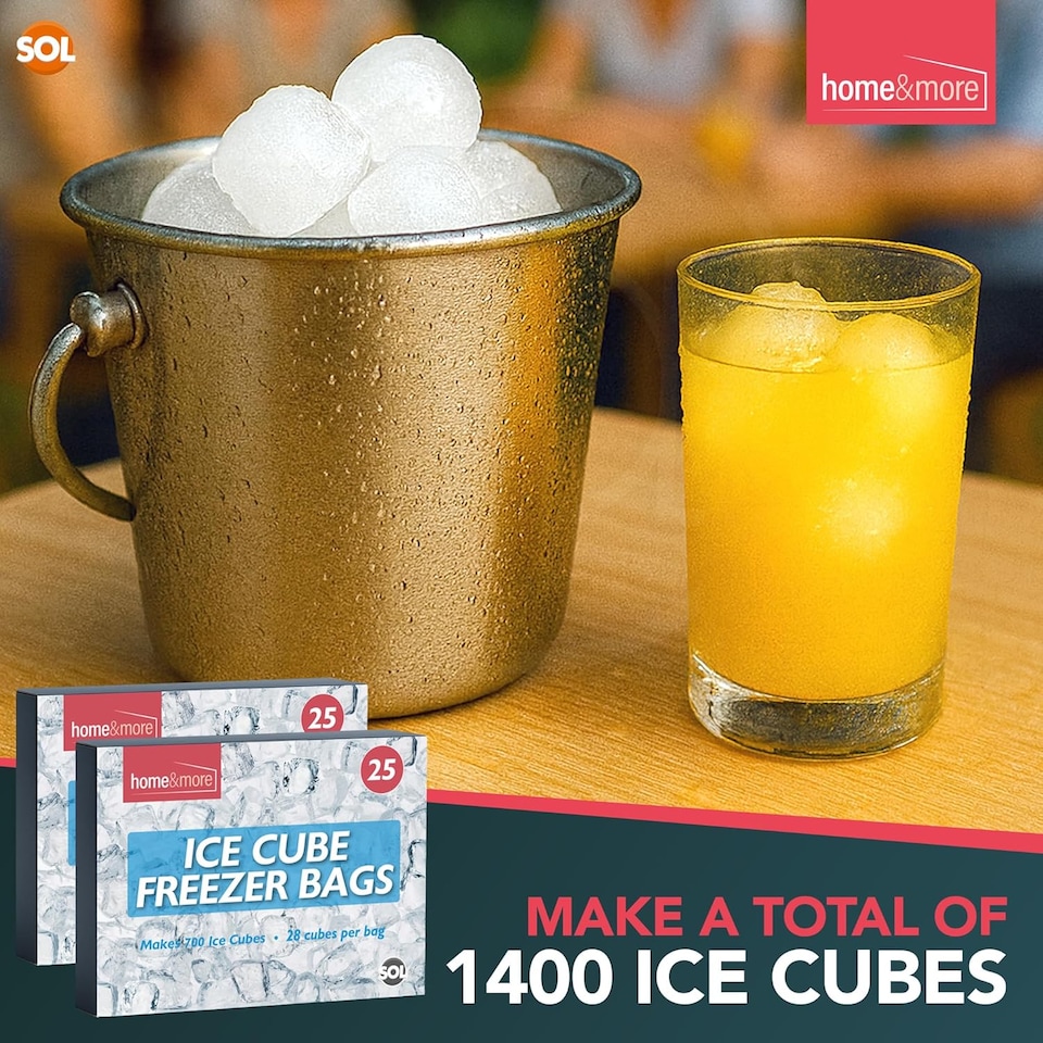 image 1 of 50pk Ice Cube Freezer Bags – Makes 1,400 Cubes, Food-Grade Odour-Free Ice Bags for Freezing, Storage & Party Drinks