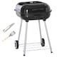 image 1 of Outsunny BBQ Charcoal Smoker Grill Trolley with 2 Wheels and Grilling Utensils