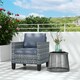 image 2 of Outsunny Single Seater Rattan Garden Armchair, PE Wicker Rattan Chair with Armrests and Cushions, Garden Chair with Galvanised Steel Frame for Conservatory, Porch, Light Grey | Grey | One Size