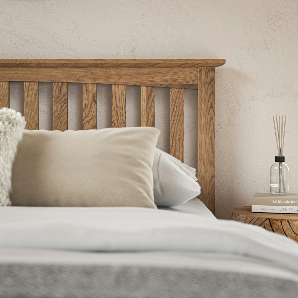 image 1 of Dunkeld Solid Wooden Oak Low Footboard Shaker Style Bed Frame (Double)