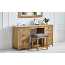 Solid Oak Twin Pedestal Dressing Table and Stool Set - FSC Mix