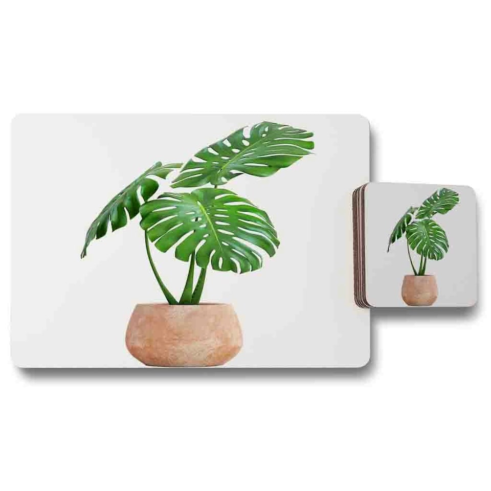 Monstera Placemat & Coaster Set