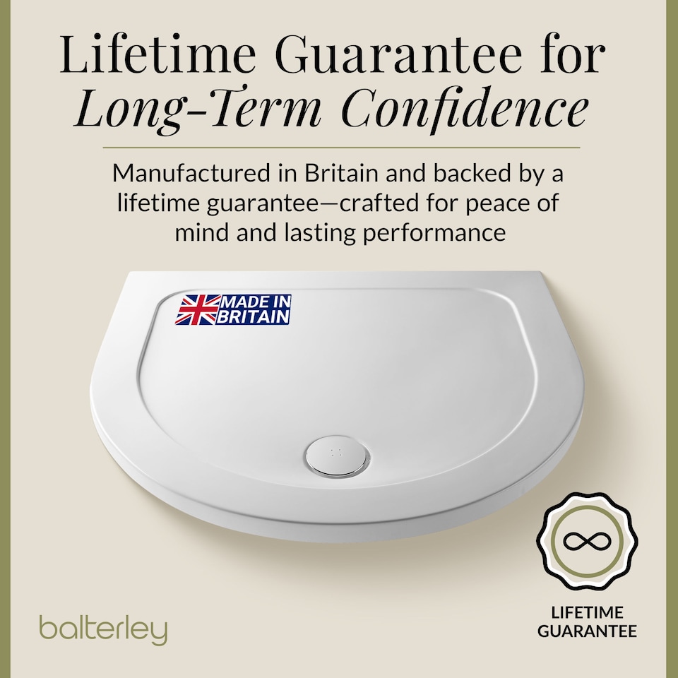 image 1 of Balterley Premium D Shape Shower Tray | White | White | 1