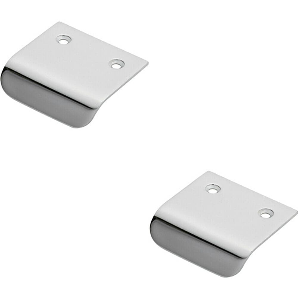 Loops 2x Semi Concealed Cabinet Pull Handle 48 x 50mm 14mm Lip Polished Chrome