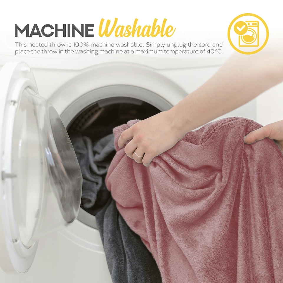 image 1 of MONHOUSE Heated Throw - Electric Blanket - Digital Controller - Timer up to 9 hours, 9 Heat Settings - Machine Washable - Single 130X160cm - PINK SHEARLING