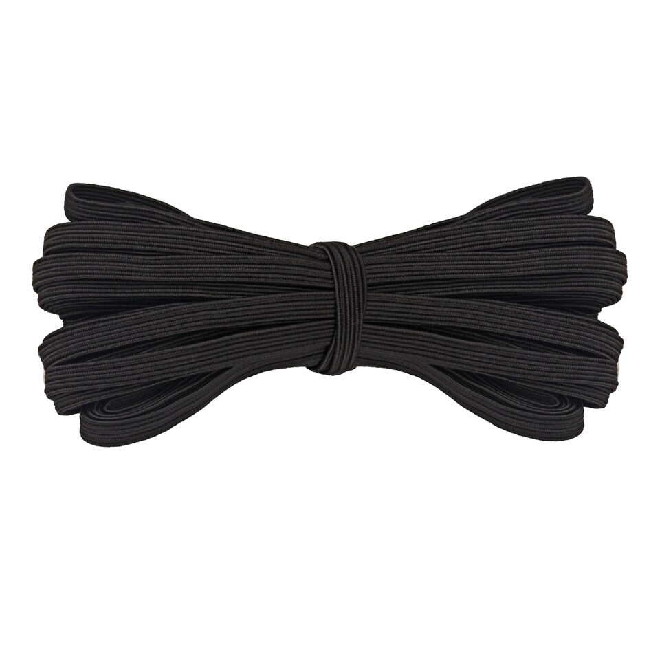 image 1 of 6mm Black Flat Elastic Band, Dressmaking Fabric Trim - 3 Metres