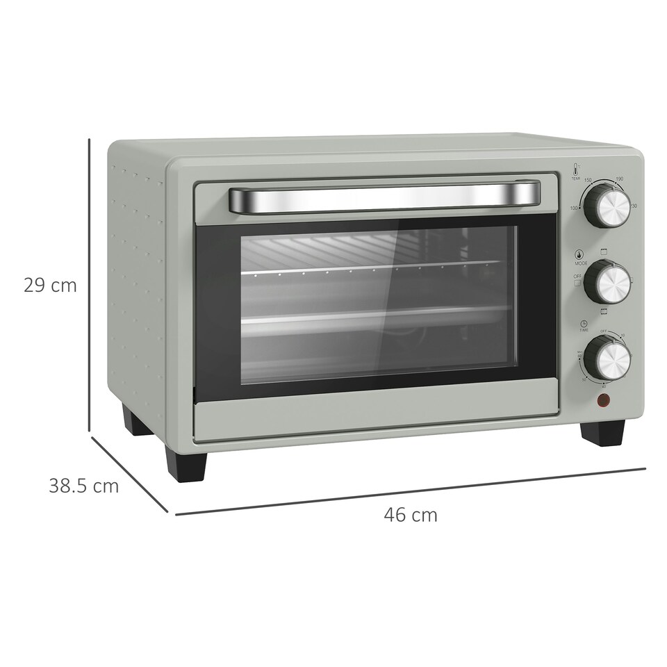 image 1 of HOMCOM Mini Oven 21L Electric Grill w/ Adjustable Temp 1400W, Silver Tone