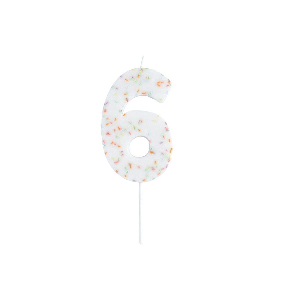 image 1 of Giant Sprinkle Number '6' Celebration Candle
