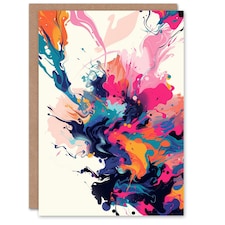 Liquid Paint Pour Colourful Abstract Woman Her Birthday Card