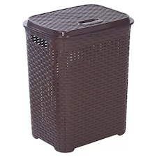 55L Plastic Rattan Laundry Basket | Brown | 1