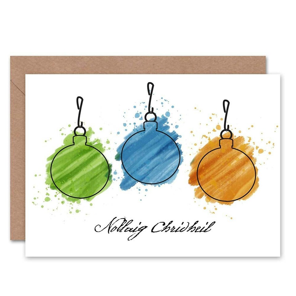 image 1 of Nollaig Chridheil Sceitse Baubles Gallic Christmas Card