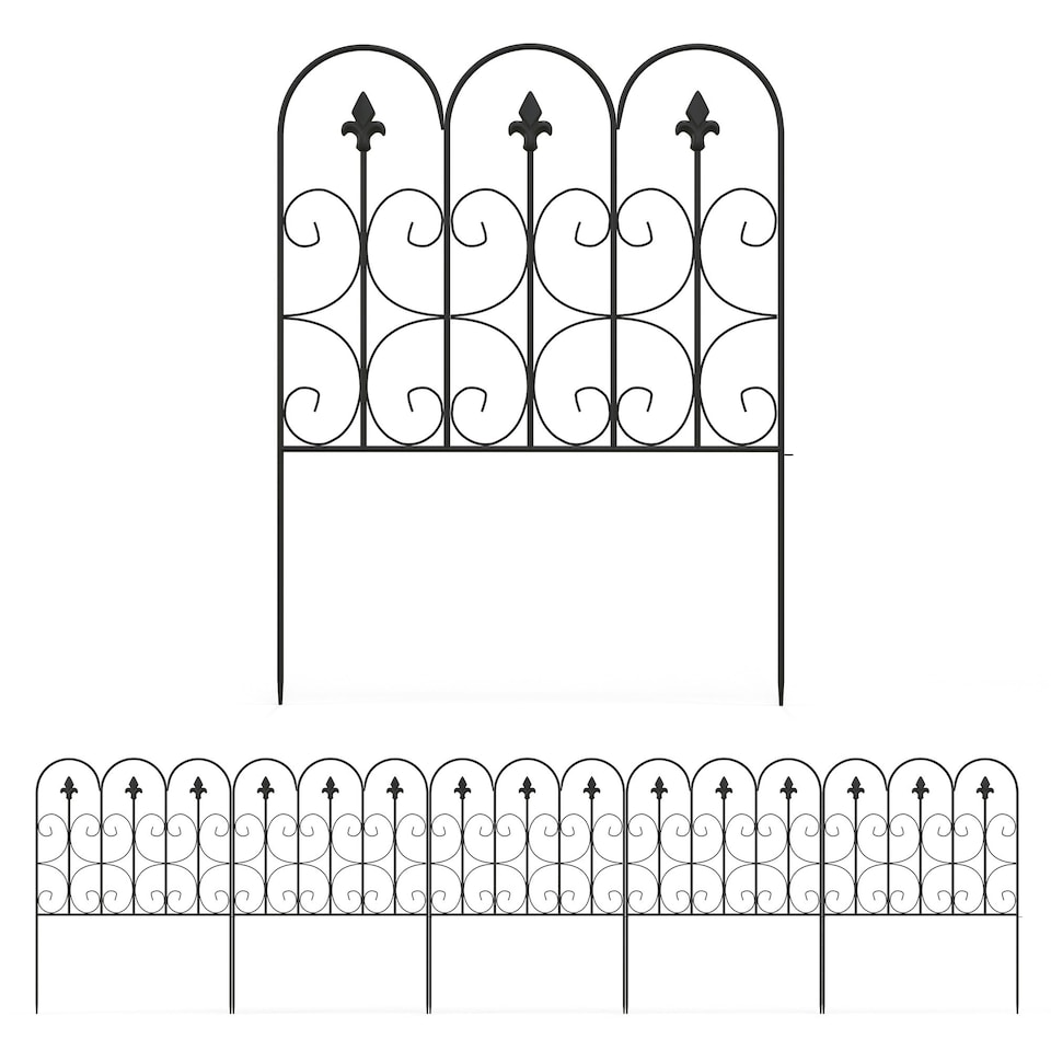 image 1 of Outsunny 5PCs Decorative Garden Fencing Metal Border Edging