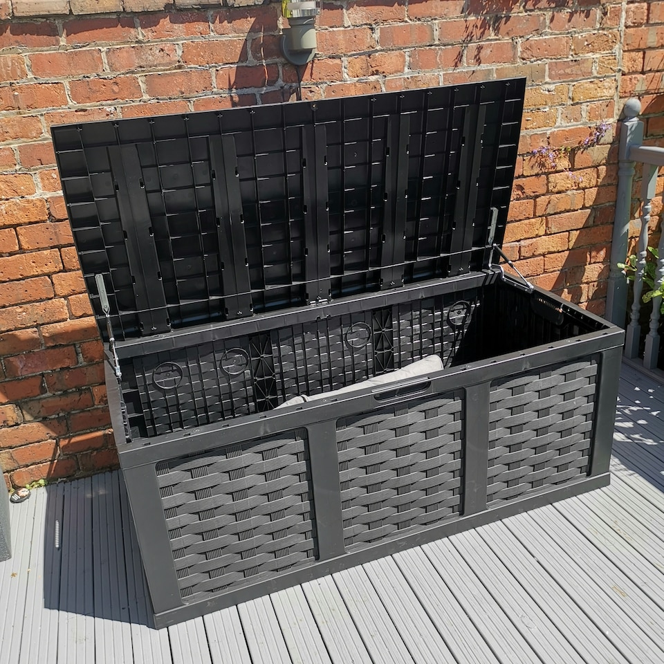 image 1 of Huge 634 Litre Outdoor Jumbo Storage Box - Black Rattan Effect