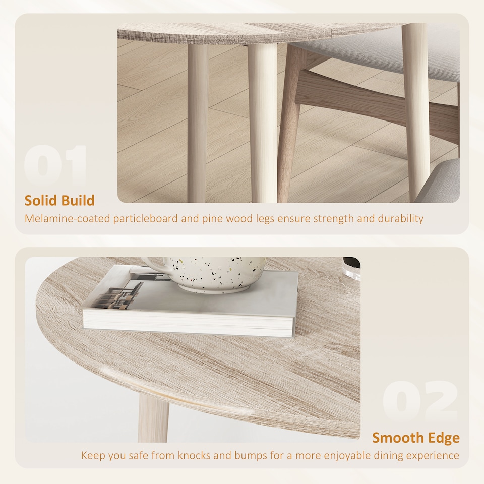image 1 of HOMCOM Foldable Dining Table, Round Drop Leaf Table, Wood Legs, Natural