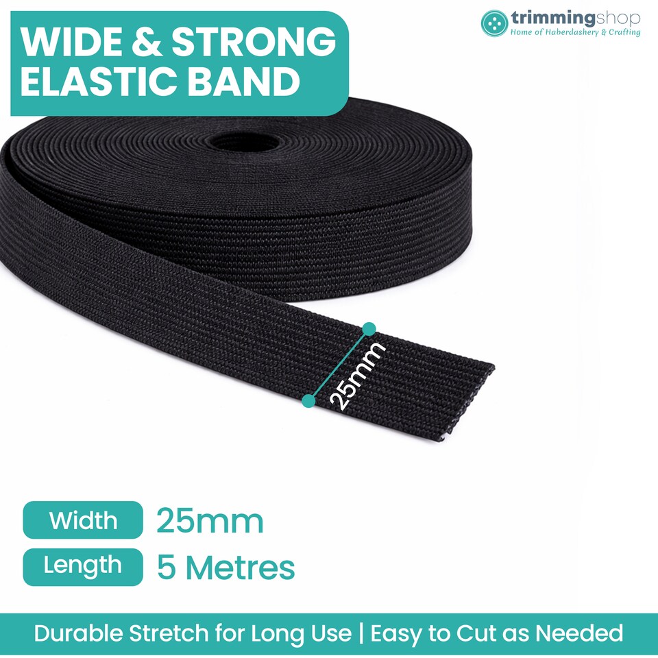 image 1 of 25mm Black Elastic Thread Bead Stringing DIY Crafts - 5 Metres