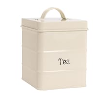 Harbour Housewares Vintage Metal Kitchen Tea Canister - Cream