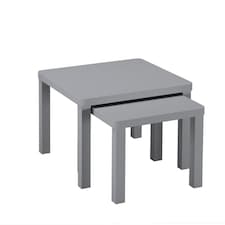 URBNLIVING Square Wooden Nesting Stacking Tables Set Of 2 | Multi | Grey | 2