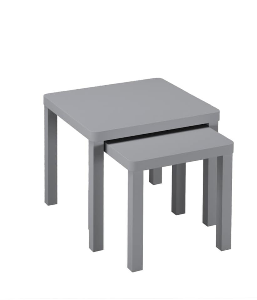 image 1 of URBNLIVING Square Wooden Nesting Stacking Tables Set Of 2 | Multi | Grey | 2