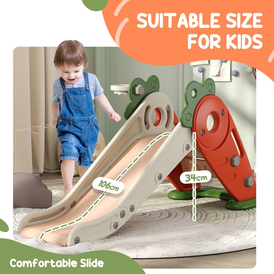 image 1 of AIYAPLAY 3 in 1 Kids Slide, Carrot-themed Foldable Indoor Slide for 1-3 Years