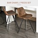 image 3 of HOMCOM Set Of 2 Bar Stools Vintage Microfiber Cloth Tub Seats Padded Steel Brown