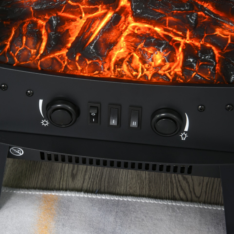 image 1 of HOMCOM 900W/1800W Freestanding Electric Fireplace w/ Adjustable Artificial Flame