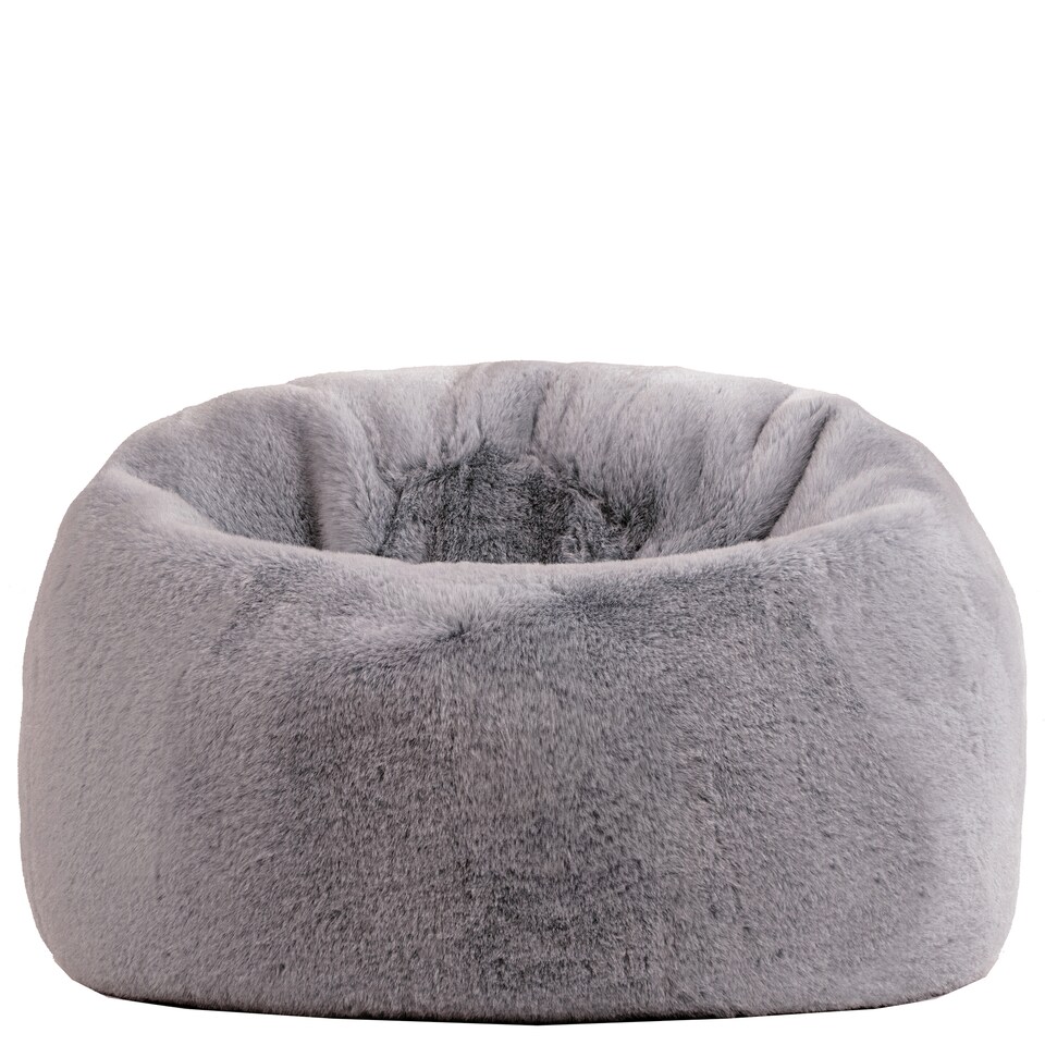 image 1 of Icon Kids Kingston Rabbit Faux Fur Classic Dome Bean Bag, Light Grey